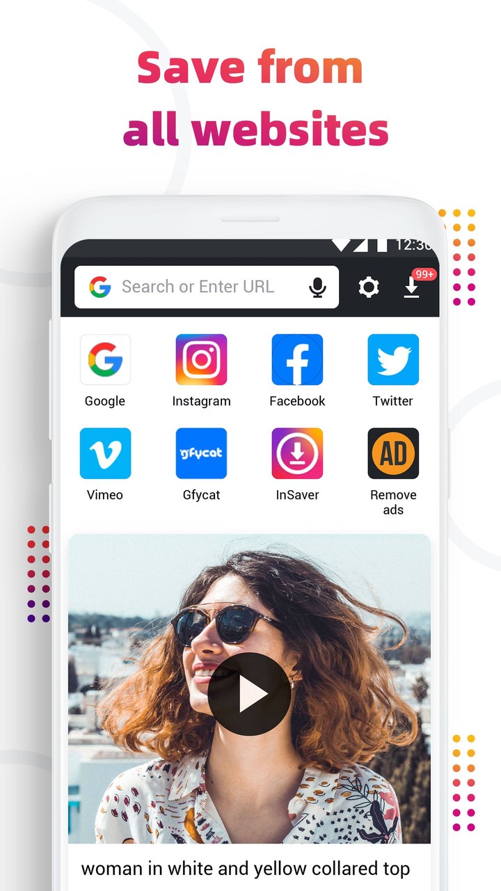 Video downloader, save video screenshot image 1_Popularmodapk.com