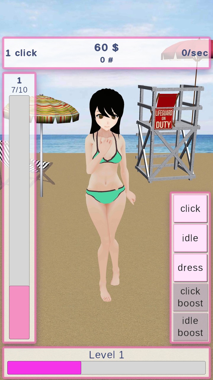 Beach Clicker: cute anime girl screenshot image 4_Popularmodapk.com