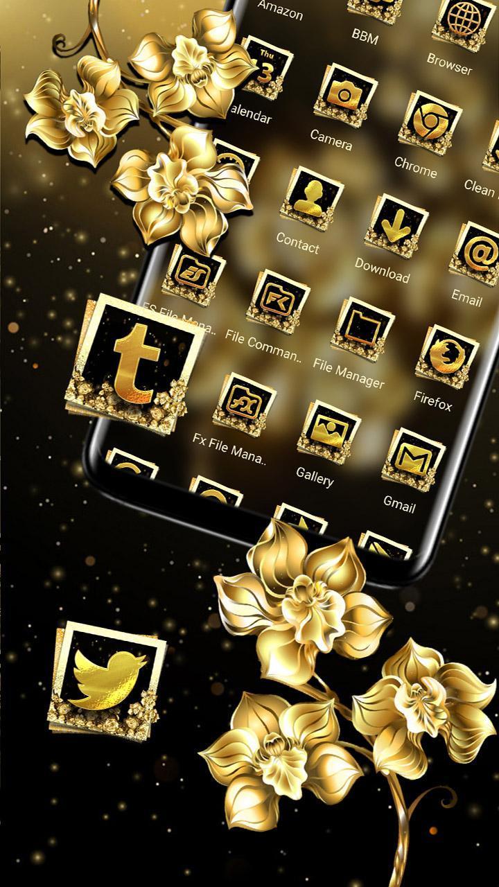 Luxury Gold Flower Launcher Theme screenshot image 3_Popularmodapk.com