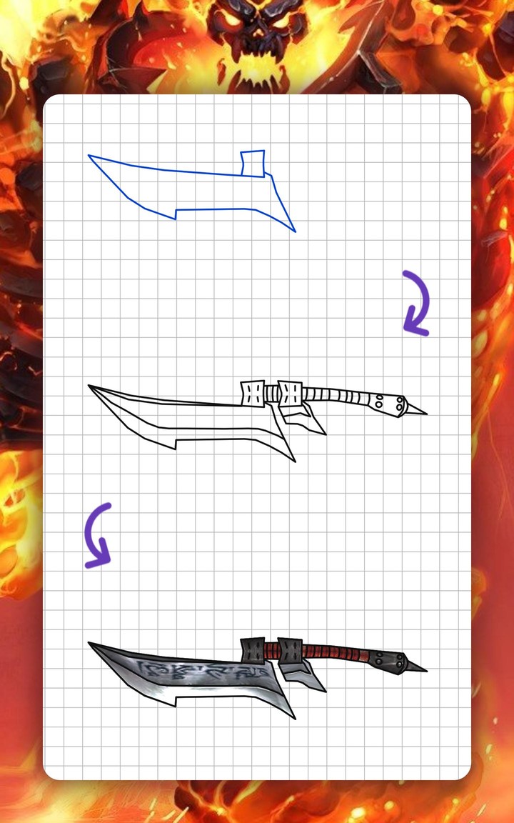 How to draw weapons step by step, lessons for WoW screenshot image 14_Popularmodapk.com