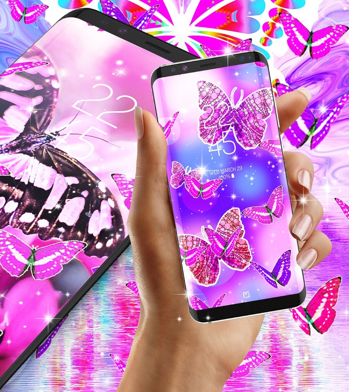 Pink butterfly live wallpaper screenshot image 7_Popularmodapk.com