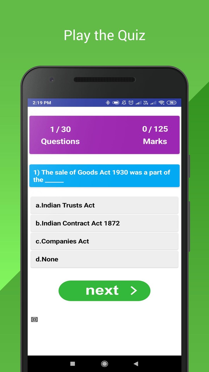 Sale of Goods Act 1930 Quiz screenshot image 2_Popularmodapk.com