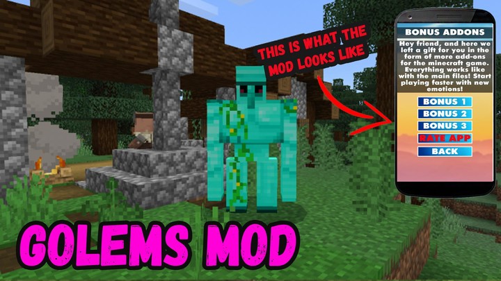 Golems Mod For Minecraft PE screenshot image 1_Popularmodapk.com
