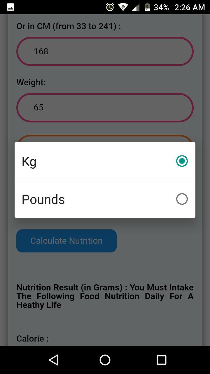 Nutrition Calculator screenshot image 8_Popularmodapk.com
