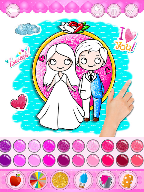 Glitter Bride and Groom Coloring Pages For Kids screenshot image 5_Popularmodapk.com