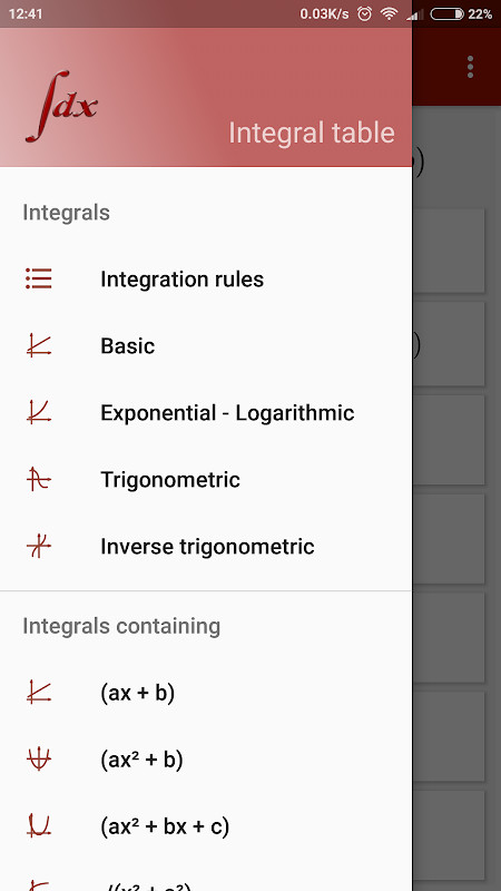 Table of Integrals screenshot image 1_Popularmodapk.com