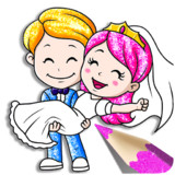 Glitter Bride and Groom Coloring Pages For Kids1.6_Popularmodapk.com