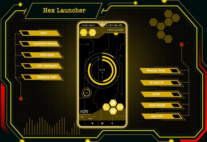 Hex Launcher - Applock,HideApp screenshot image 6_Popularmodapk.com