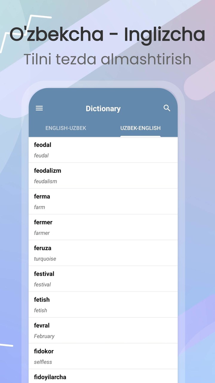 Inglizcha O'zbekcha lug'at screenshot image 2_Popularmodapk.com