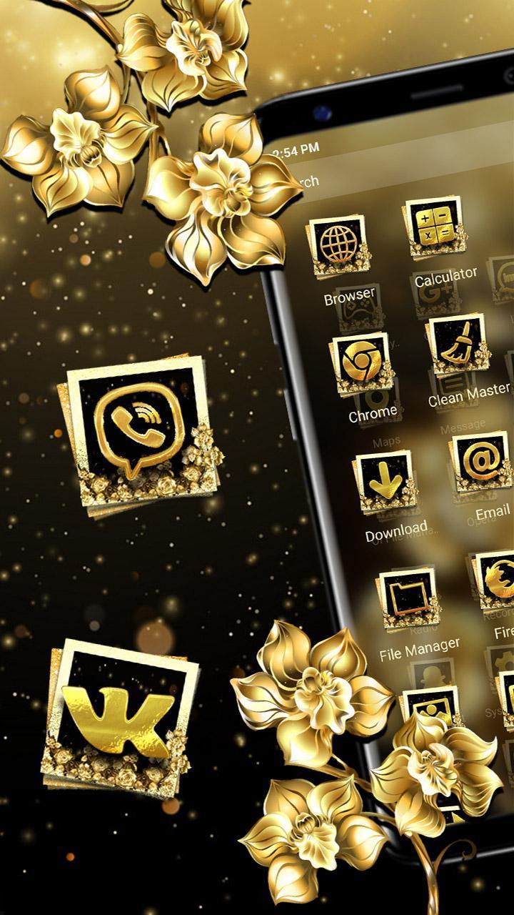 Luxury Gold Flower Launcher Theme screenshot image 2_Popularmodapk.com