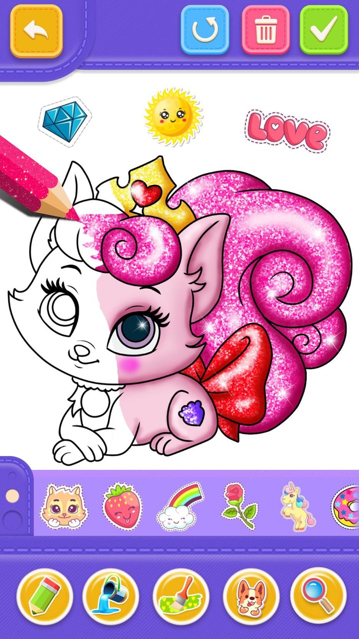 Glitter Number and letters coloring Book for kids screenshot image 7_Popularmodapk.com