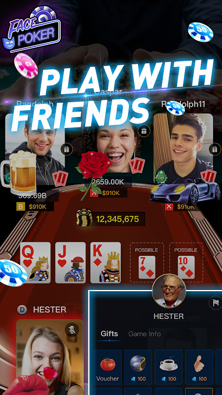 Face Poker - Live Video Poker screenshot image 2_Popularmodapk.com
