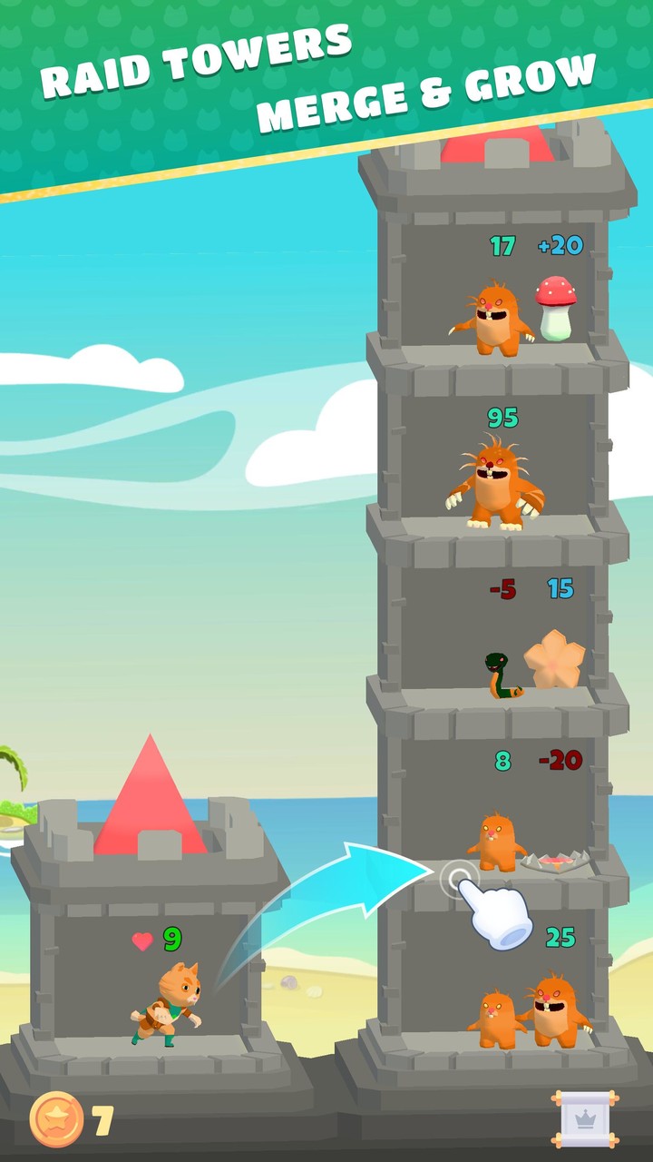 Cats & Towers: Merge Puzzle 3D screenshot image 1_Popularmodapk.com