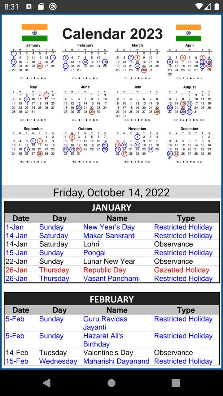 Calendar 2023 screenshot image 7_Popularmodapk.com