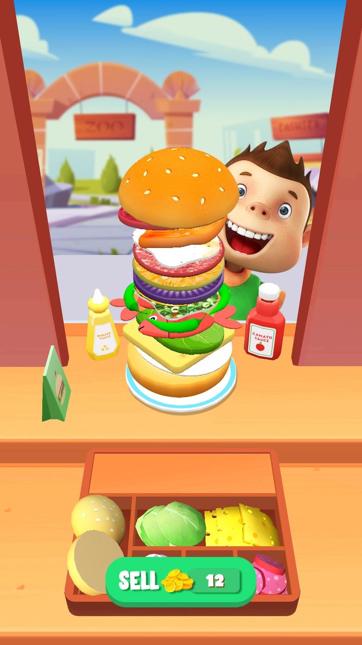 Burger Stack Puzzle screenshot image 3_Popularmodapk.com