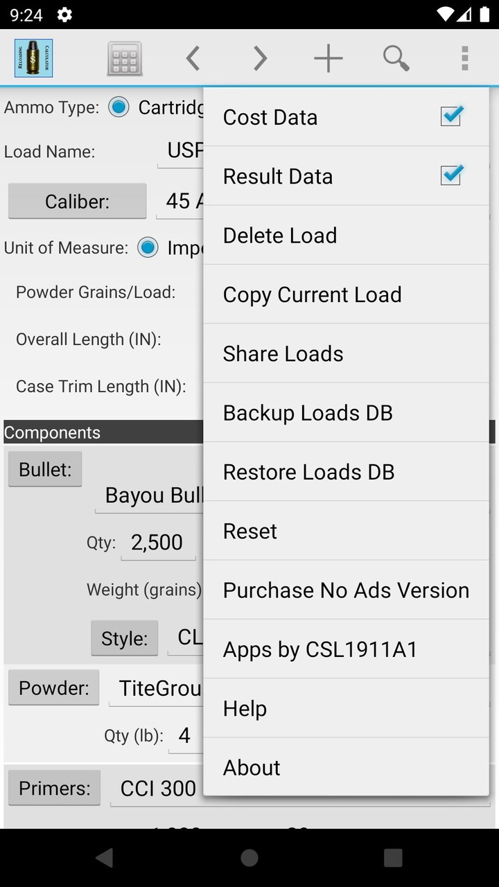 Reloading Calculator - Ammo screenshot image 4_Popularmodapk.com