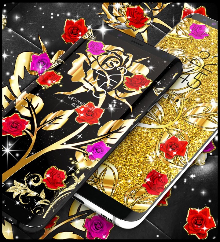 Gold rose live wallpaper screenshot image 14_Popularmodapk.com