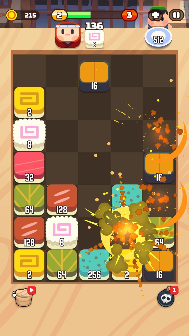 Sushi Drop : 2048 Merge Puzzle screenshot image 4_Popularmodapk.com