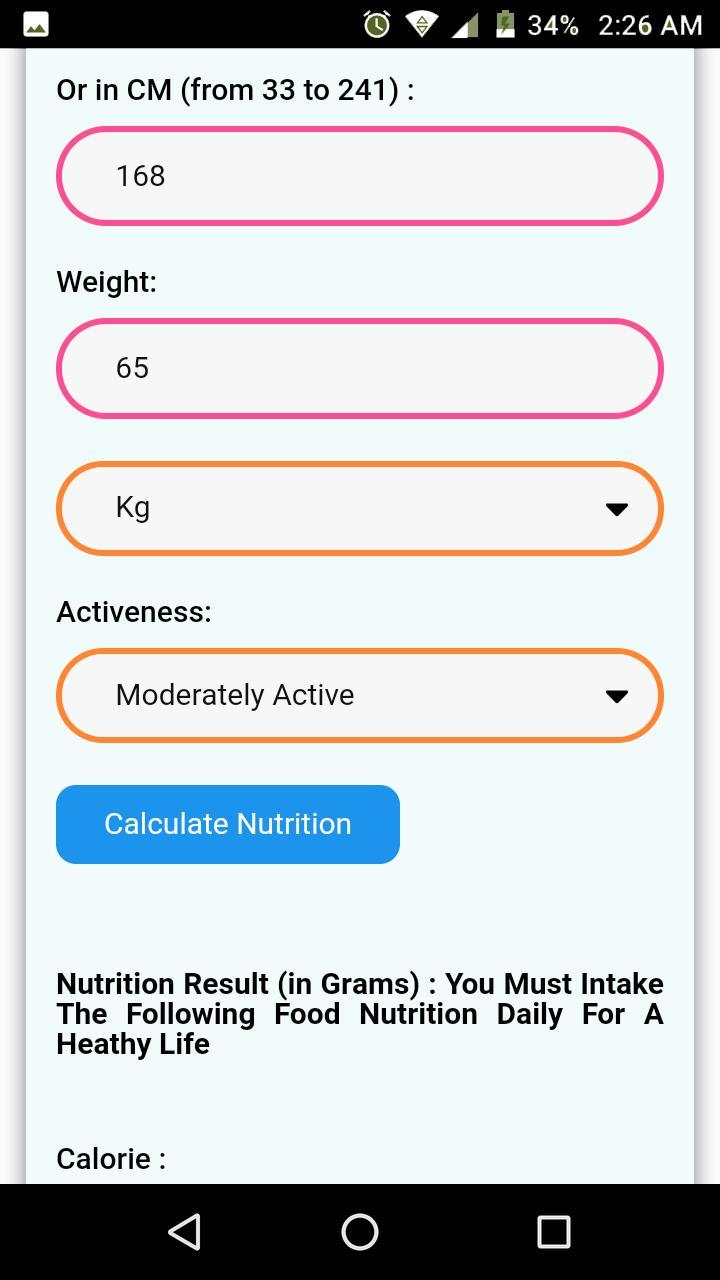 Nutrition Calculator screenshot image 7_Popularmodapk.com