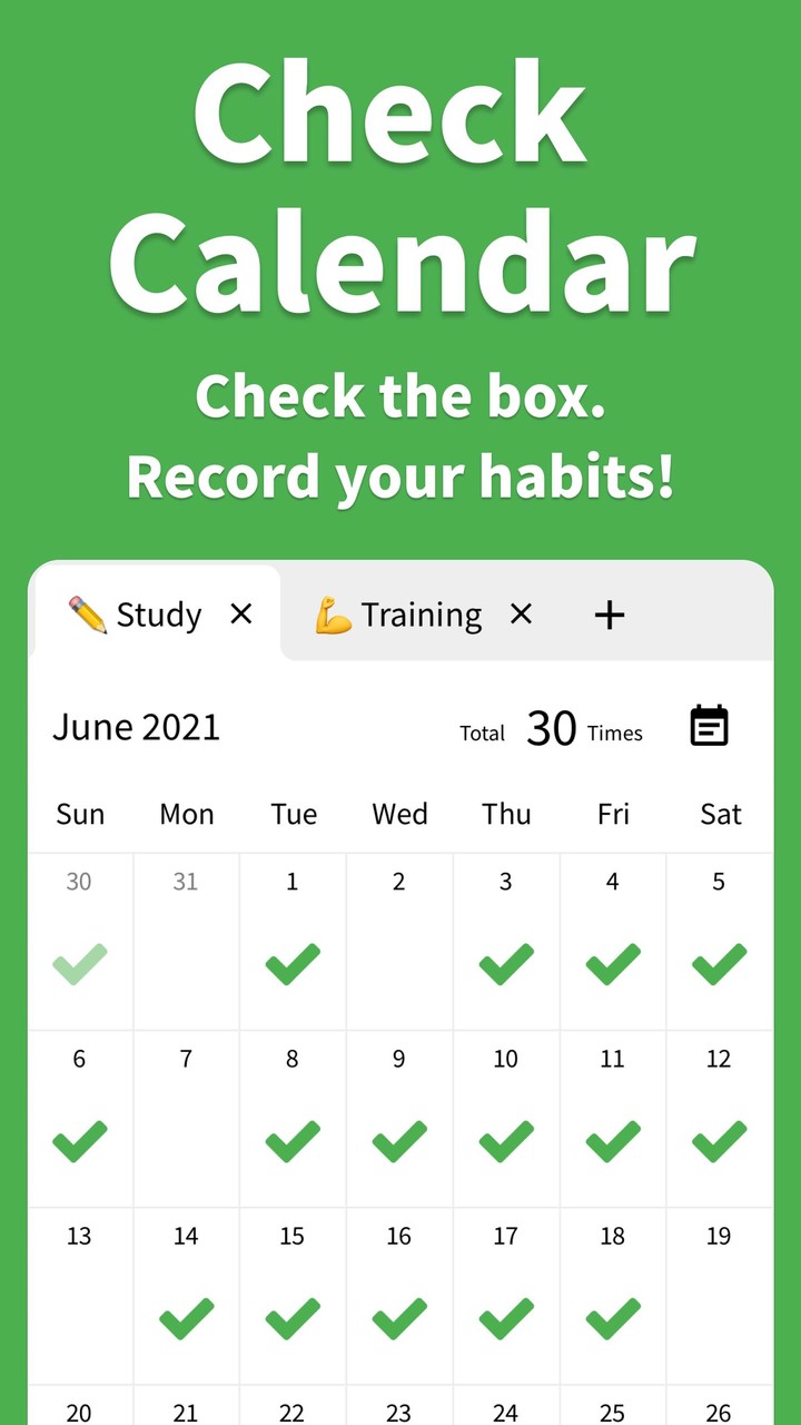 Check Calendar - Habit Making screenshot image 1_Popularmodapk.com
