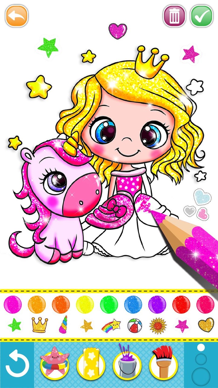 Glitter mermaid coloring pages for kids screenshot image 1_Popularmodapk.com