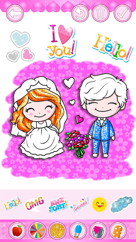 Glitter Bride and Groom Coloring Pages For Kids screenshot image 7_Popularmodapk.com