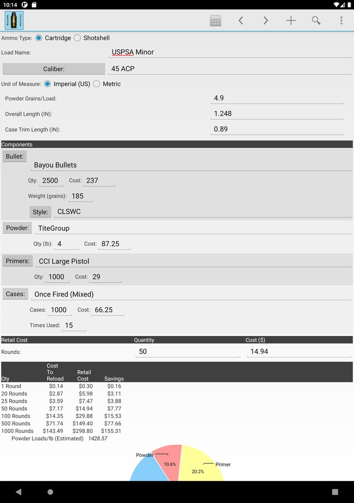 Reloading Calculator - Ammo screenshot image 7_Popularmodapk.com