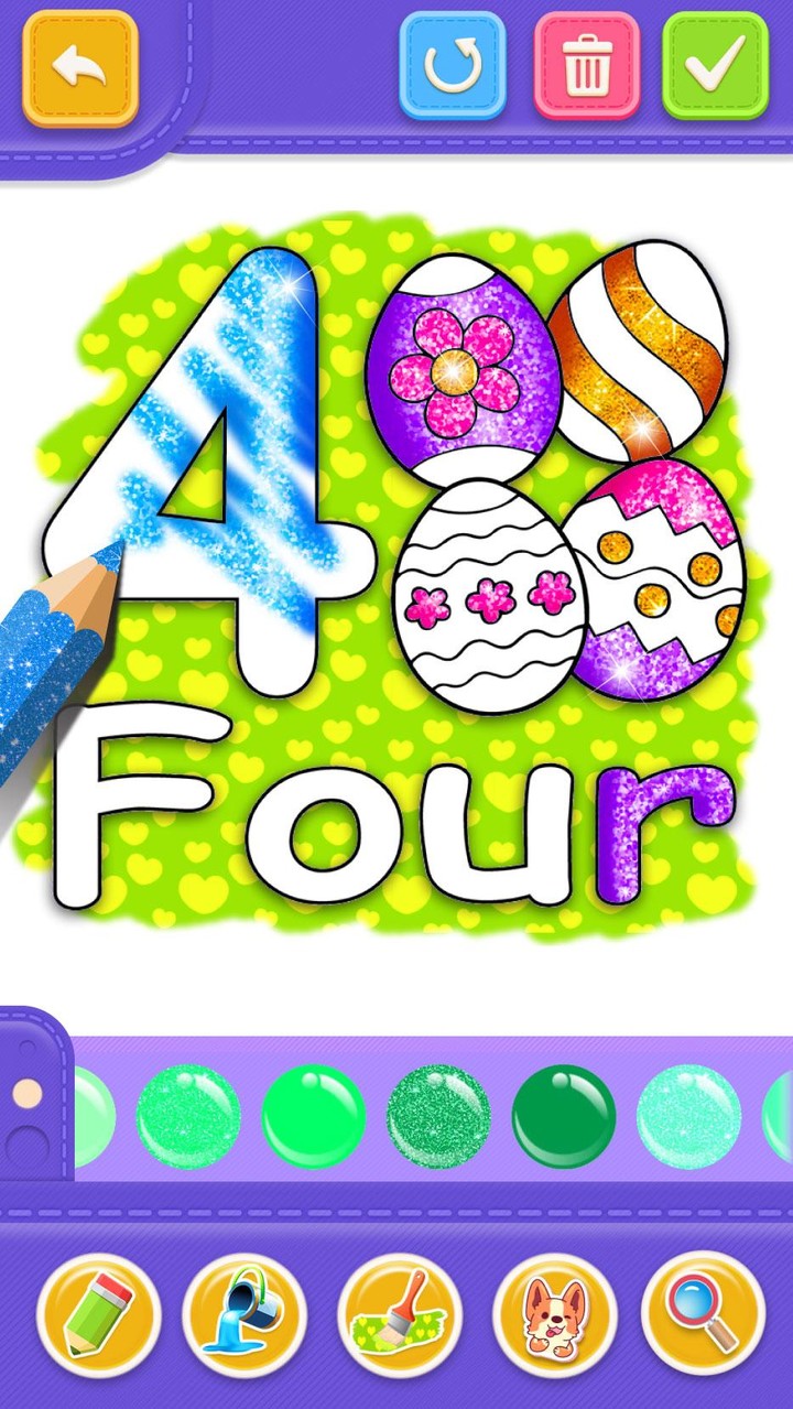 Glitter Number and letters coloring Book for kids screenshot image 3_Popularmodapk.com
