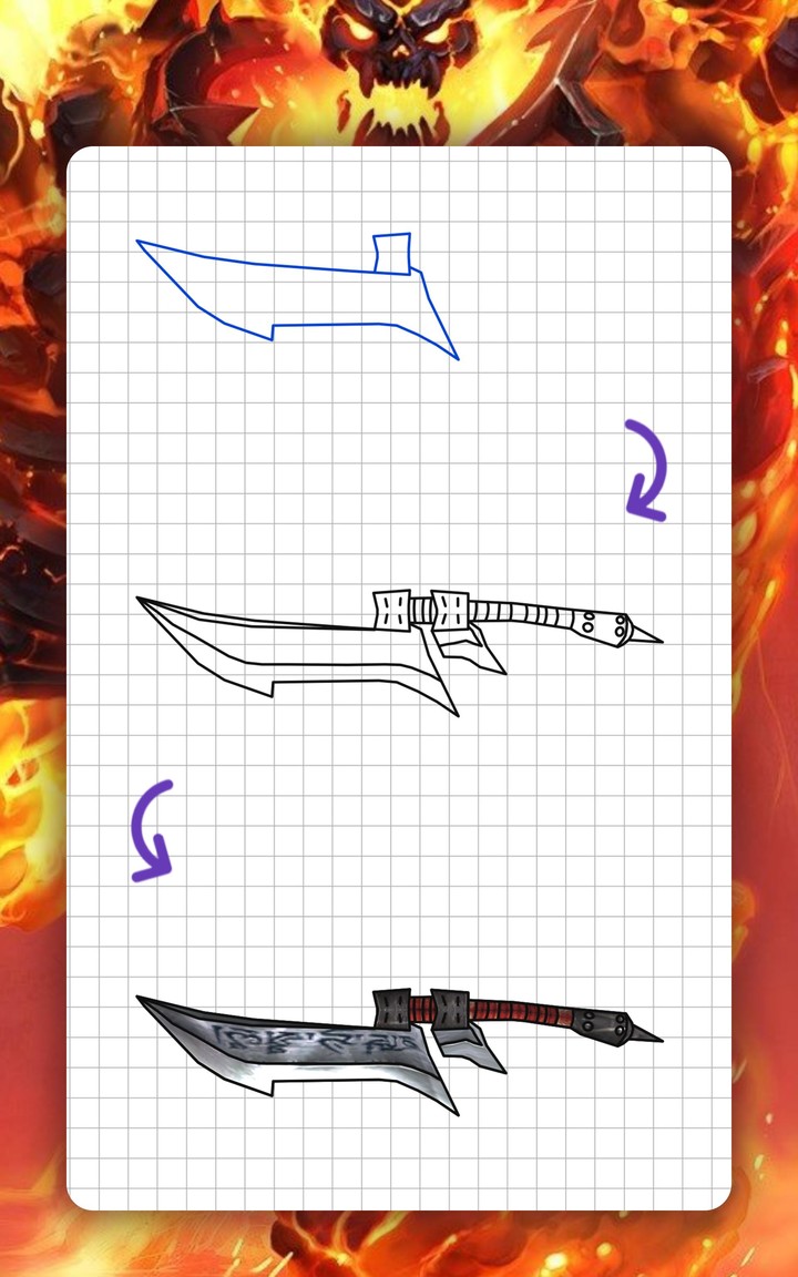 How to draw weapons step by step, lessons for WoW screenshot image 20_Popularmodapk.com