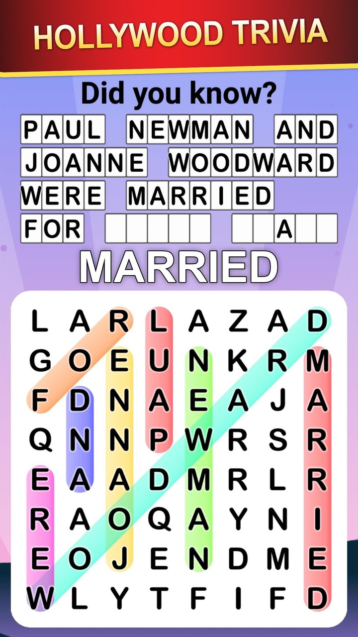 Word Search World Hollywood screenshot image 3_Popularmodapk.com