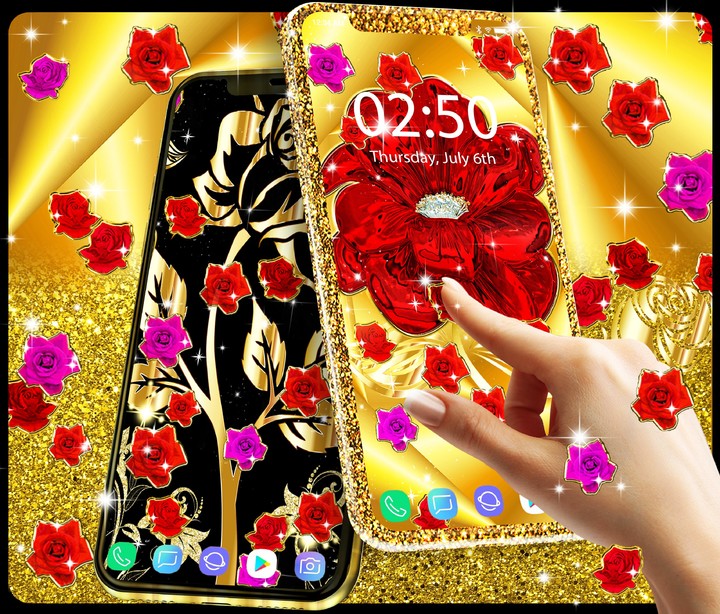 Gold rose live wallpaper screenshot image 10_Popularmodapk.com