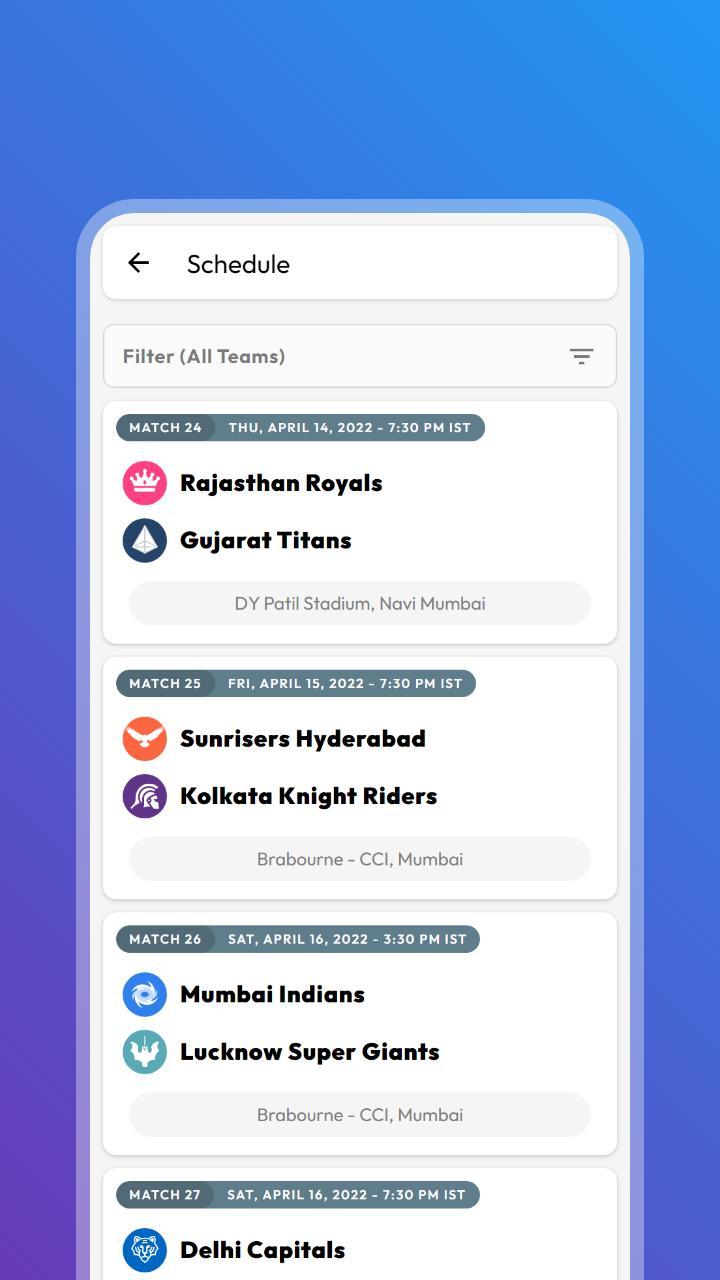 IPL 2022 Schedule & Live Score screenshot image 32_Popularmodapk.com