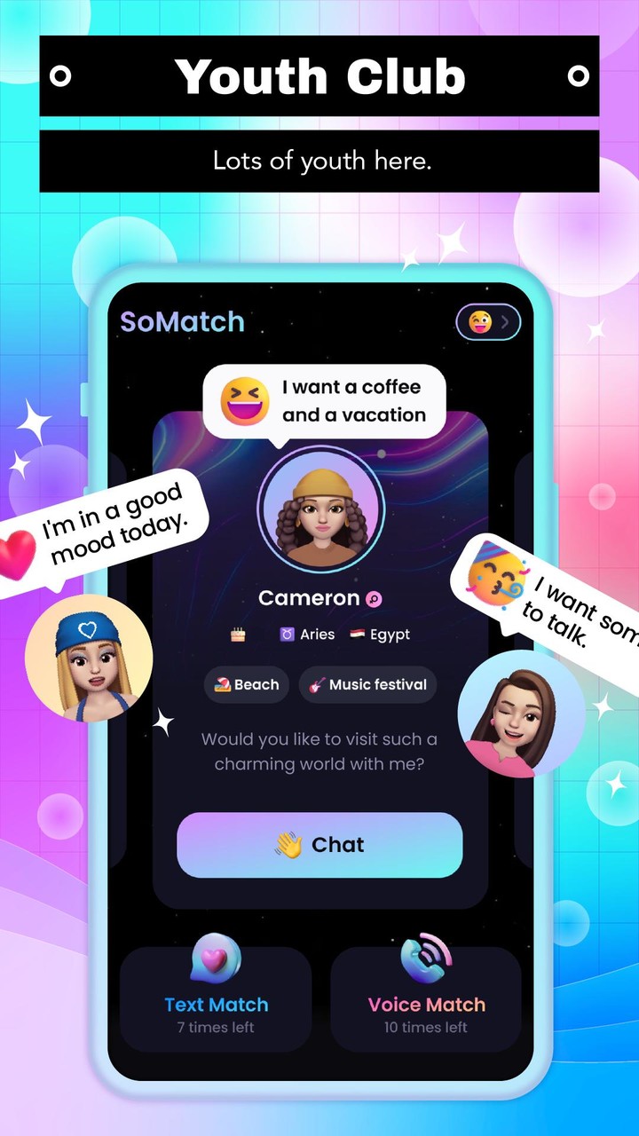 SoMatch-Meet&Chat&Virtual Life screenshot image 1_Popularmodapk.com