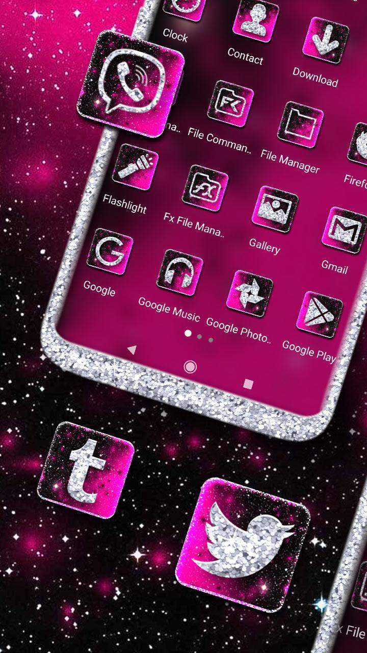 Black Pink Glitter Launcher Themes screenshot image 12_Popularmodapk.com