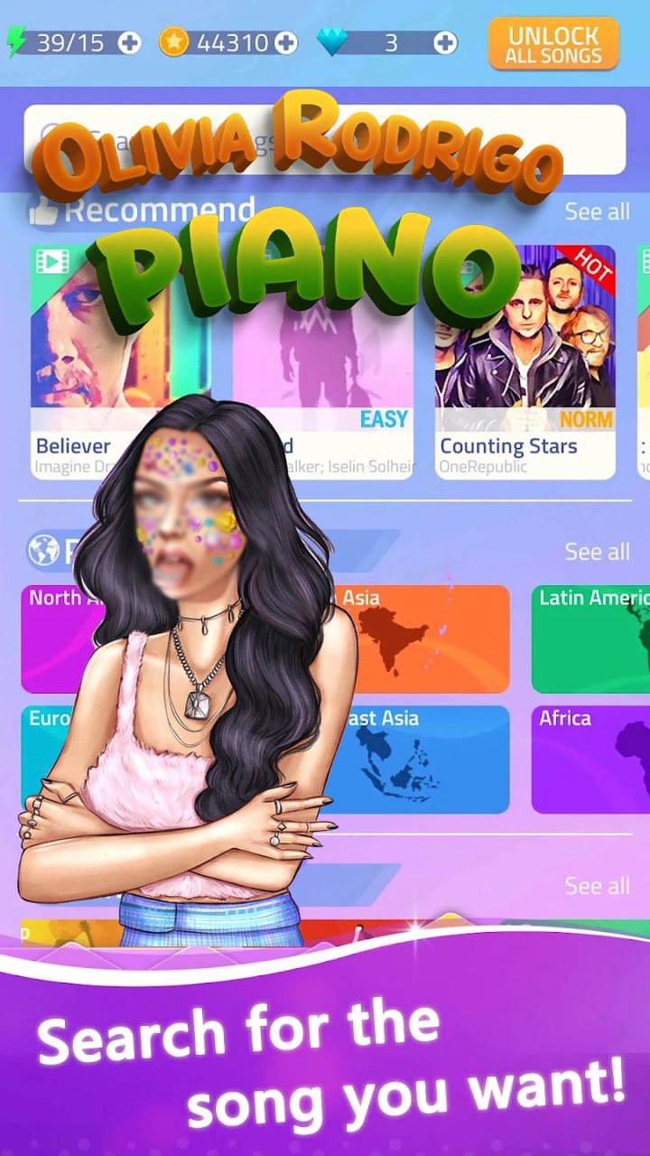 Olivia Rodrigo Piano Tiles screenshot image 1_Popularmodapk.com