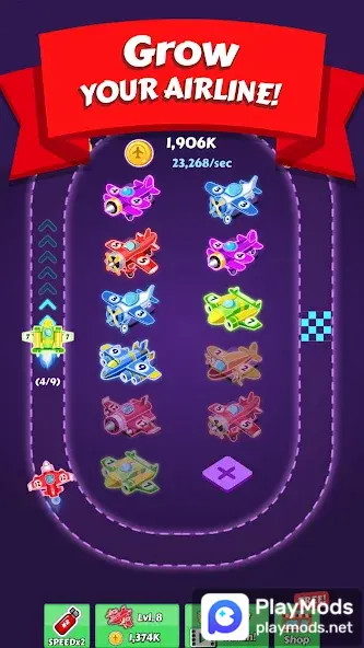 Merge Planes Neon Game Idle<span>(Free purchase)</span> screenshot image 3_Popularmodapk.com