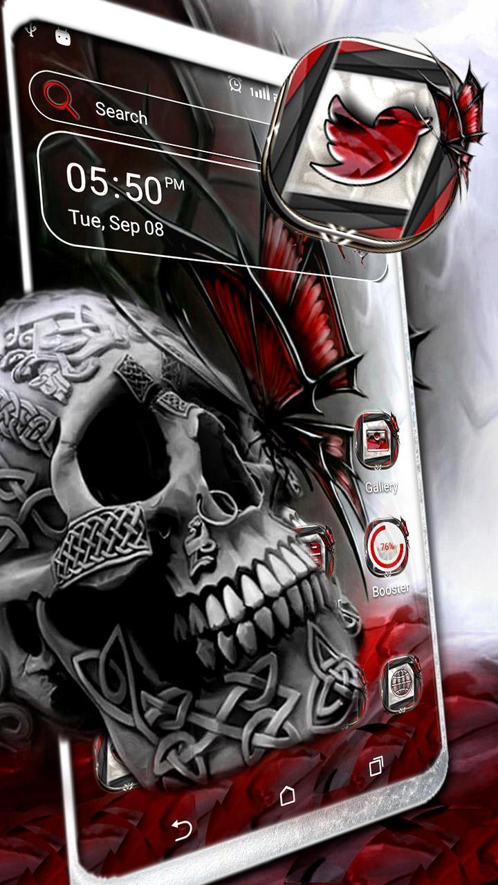 Skull Red Butterfly Theme screenshot image 1_Popularmodapk.com