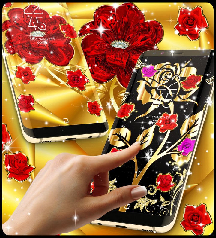 Gold rose live wallpaper screenshot image 12_Popularmodapk.com