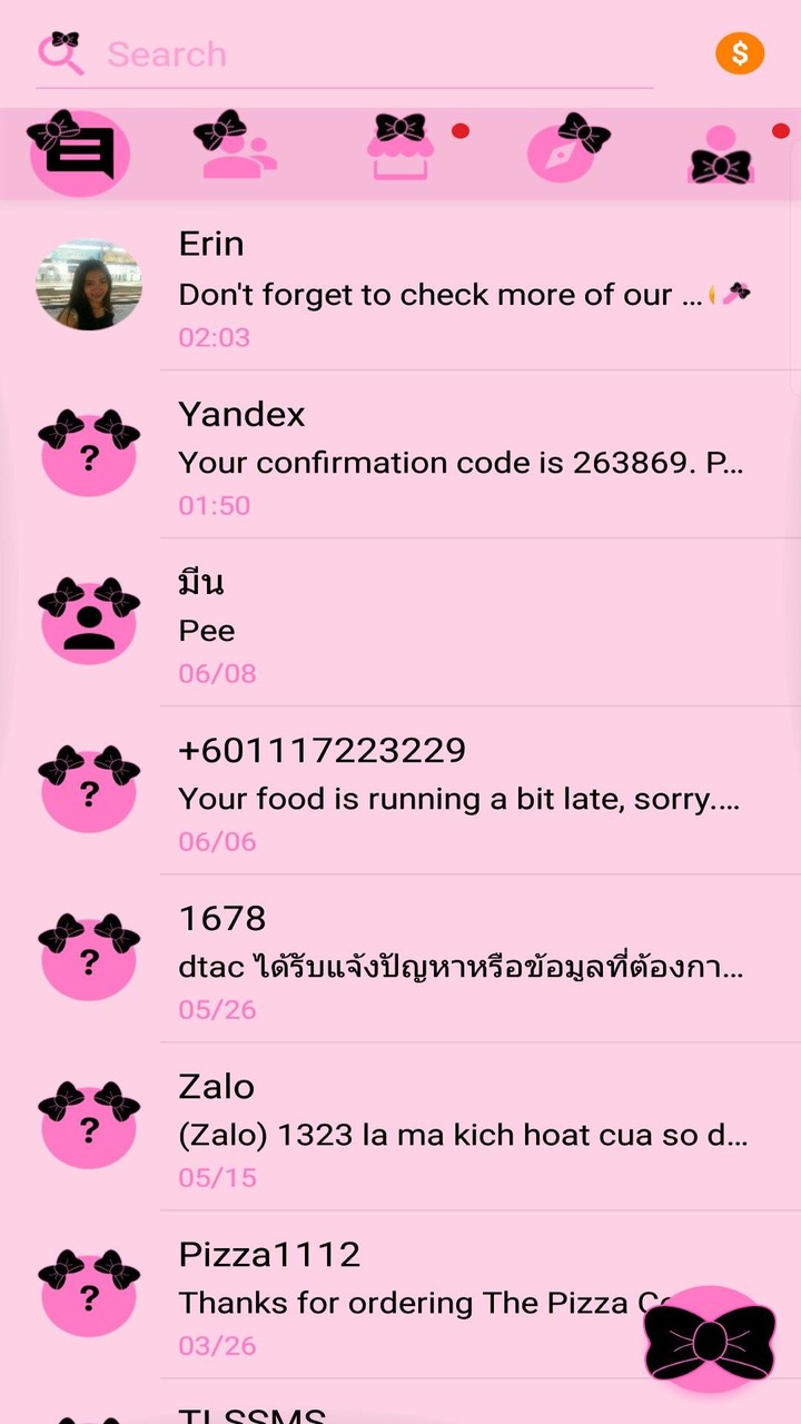 SMS Theme Ribbon Black - pink screenshot image 7_Popularmodapk.com