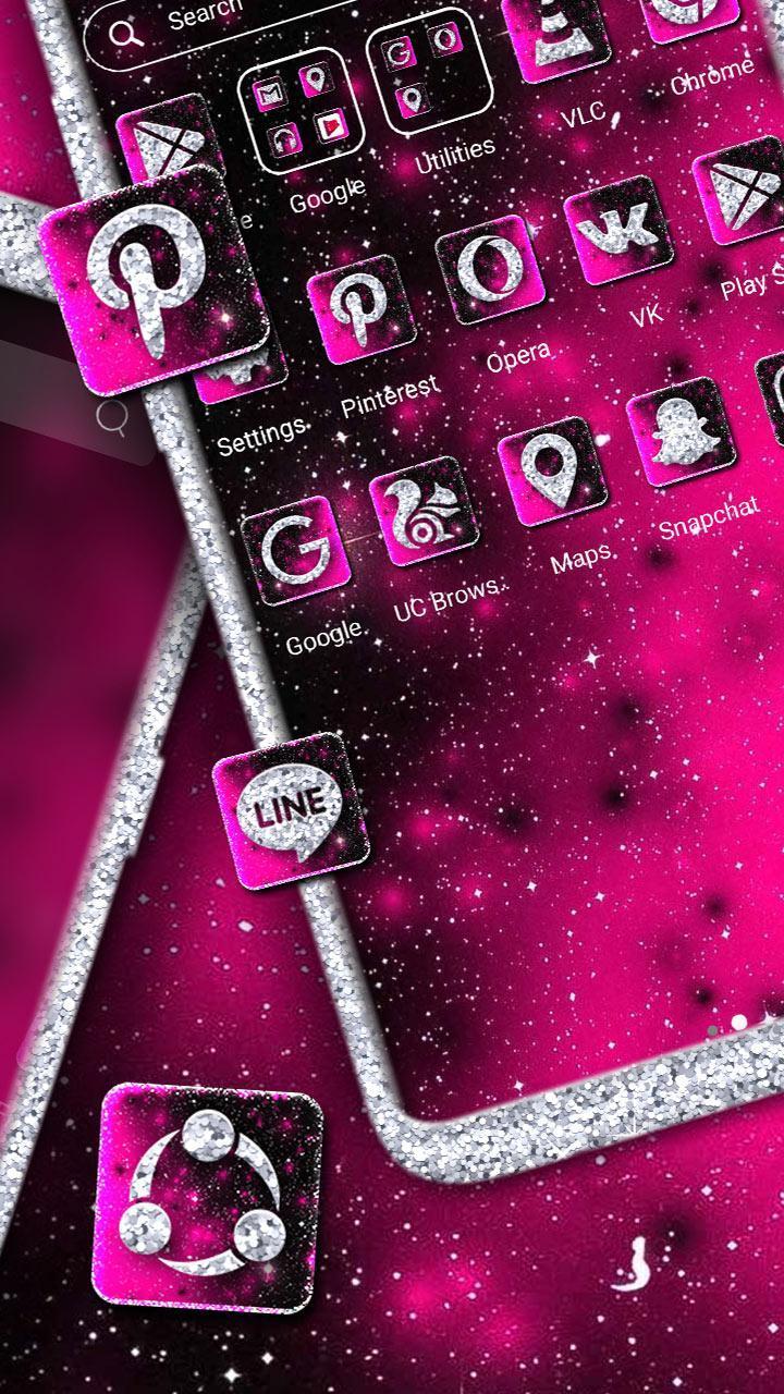 Black Pink Glitter Launcher Themes screenshot image 11_Popularmodapk.com