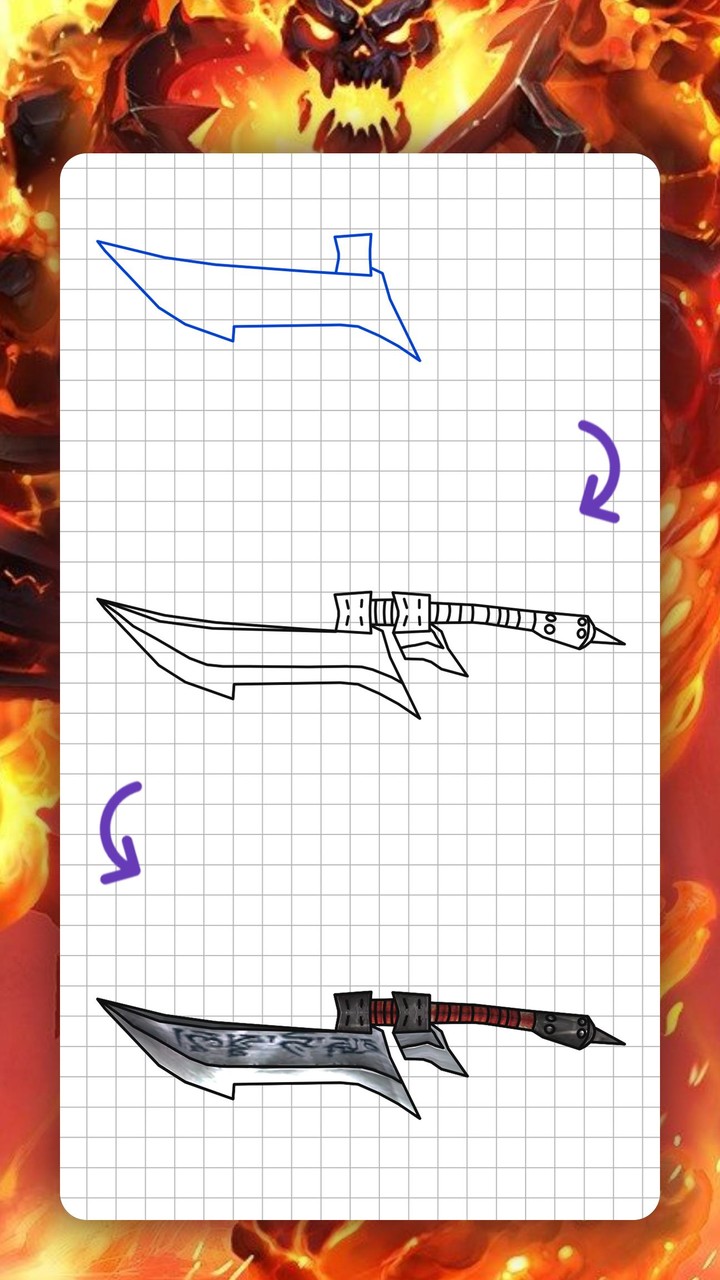 How to draw weapons step by step, lessons for WoW screenshot image 6_Popularmodapk.com