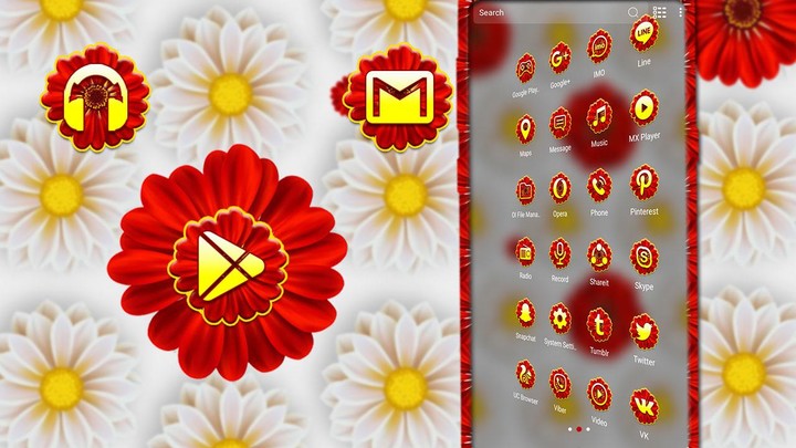 Red yellow Daisy ThemeLauncher screenshot image 8_Popularmodapk.com