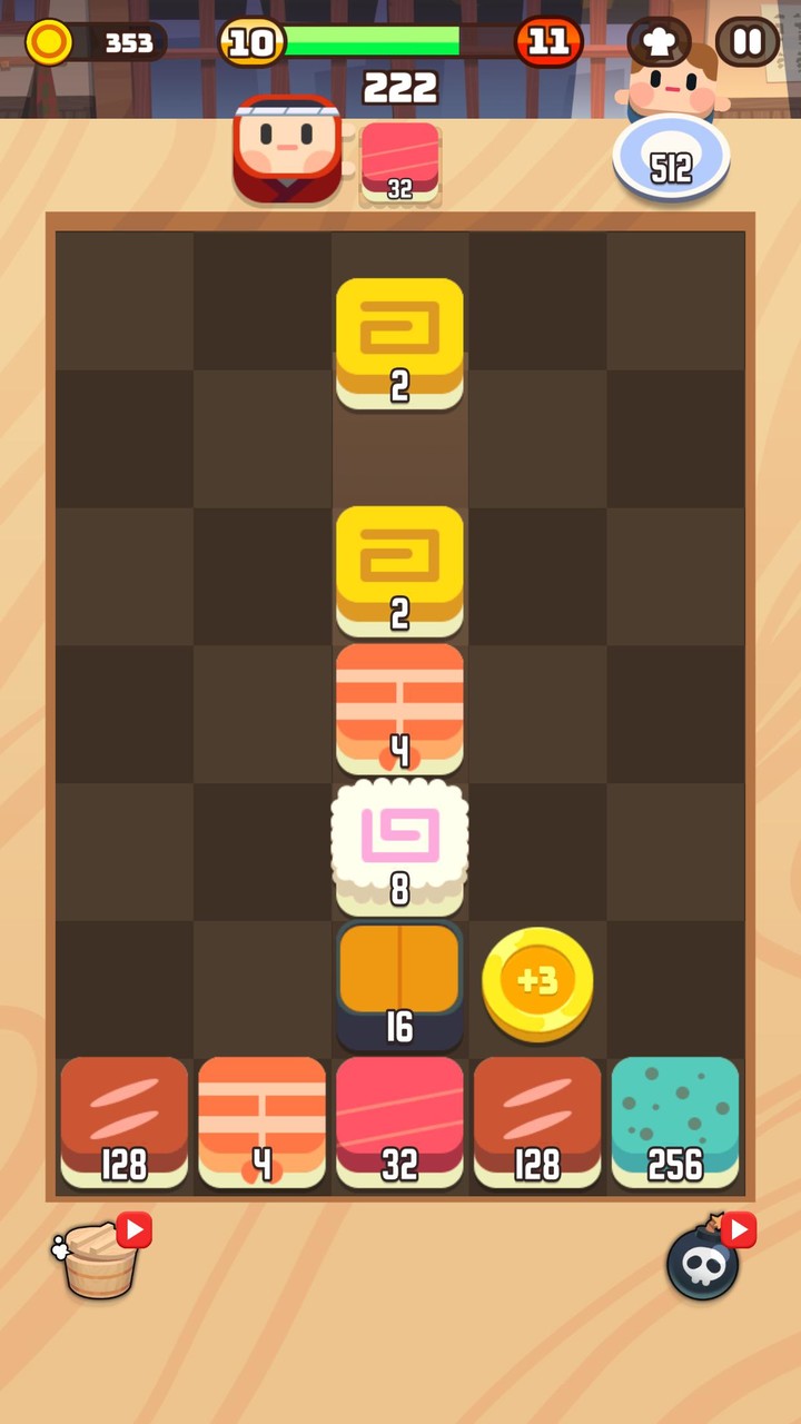 Sushi Drop : 2048 Merge Puzzle screenshot image 3_Popularmodapk.com