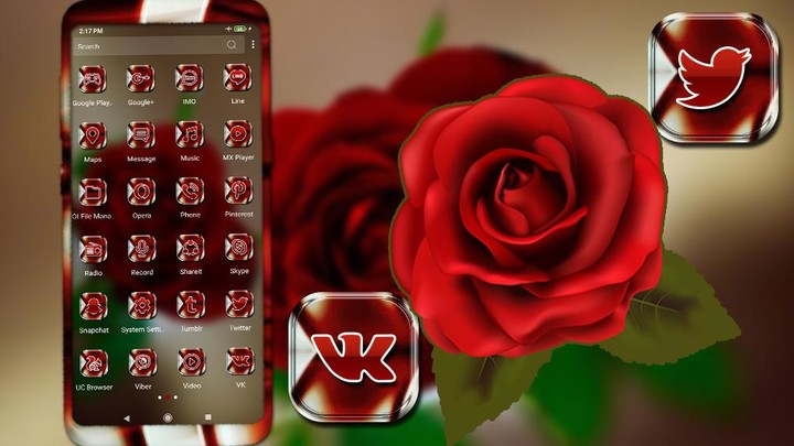 Red Rose Launcher Theme screenshot image 2_Popularmodapk.com