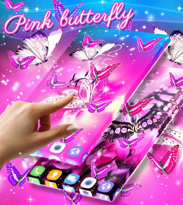 Pink butterfly live wallpaper screenshot image 3_Popularmodapk.com