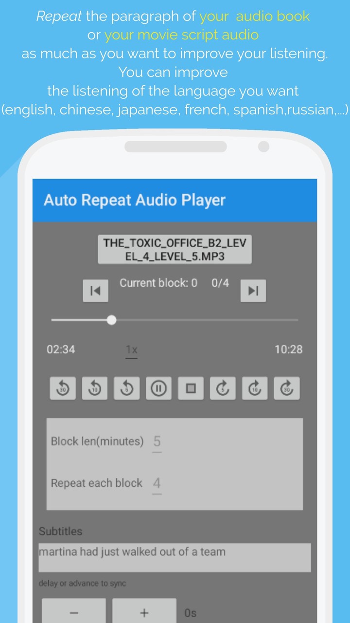 Auto Repeat Audio Player screenshot image 1_Popularmodapk.com