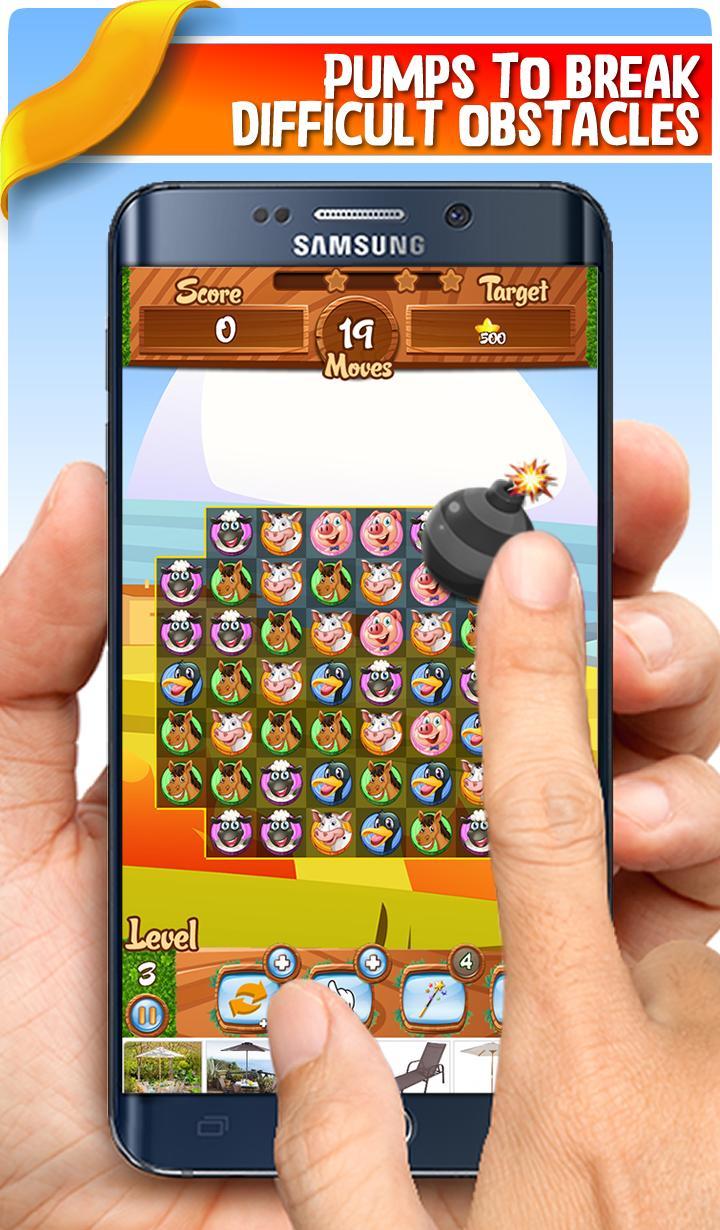 Funny Farm Match 3 Puzzle Game screenshot image 2_Popularmodapk.com