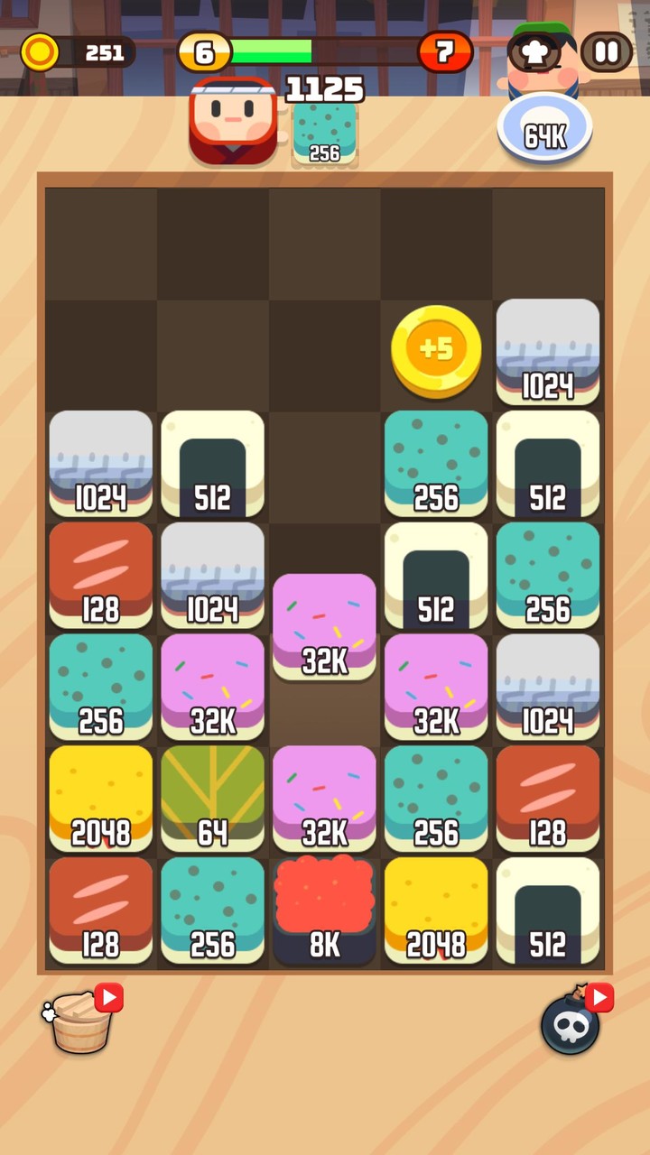 Sushi Drop : 2048 Merge Puzzle screenshot image 1_Popularmodapk.com
