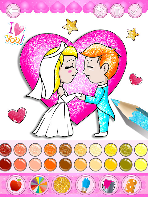 Glitter Bride and Groom Coloring Pages For Kids screenshot image 6_Popularmodapk.com