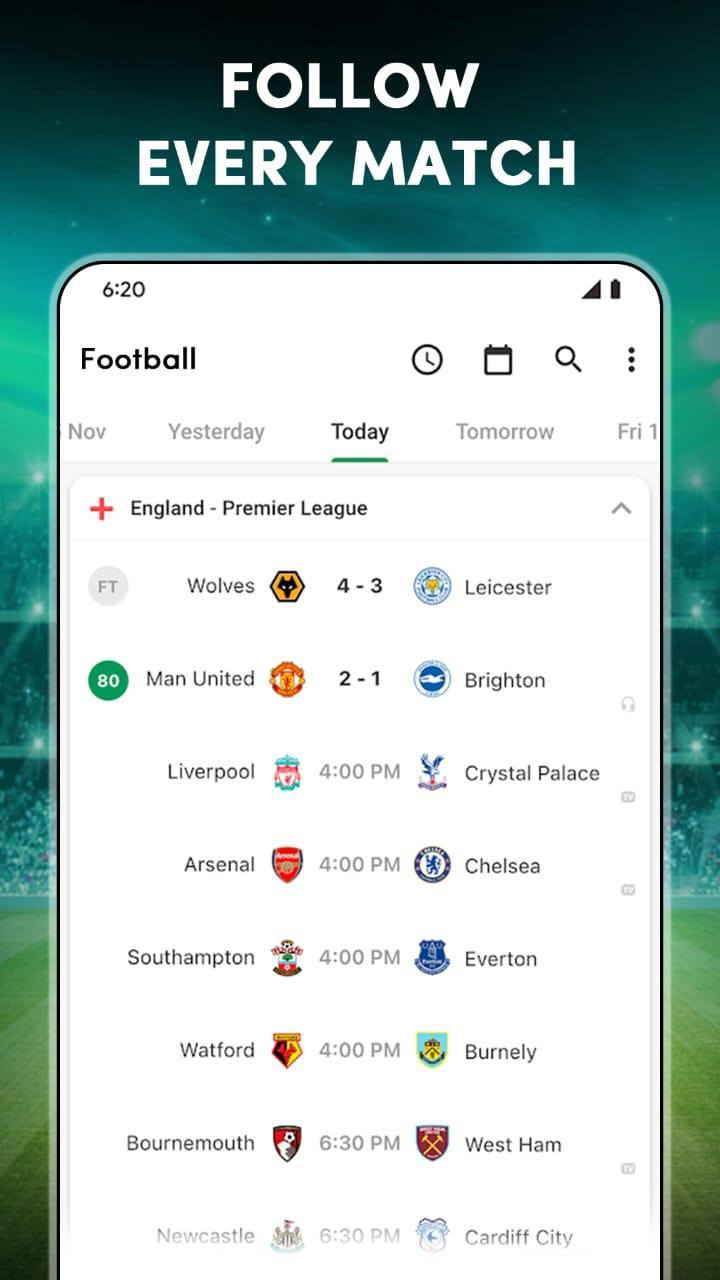 Football TV Live Score HD screenshot image 1_Popularmodapk.com